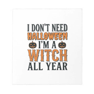 Bloc-note Sorcière drôle toute l'année Typographie Halloween