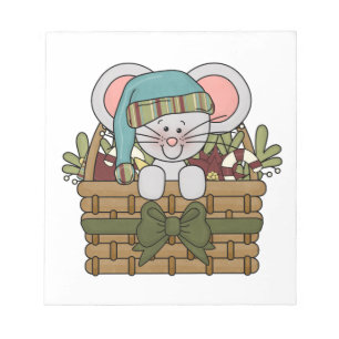 Bloc-note Souris de Noël dans le panier