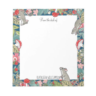 Bloc-note Souris de souris Whimsical Champignons Woodland Cu
