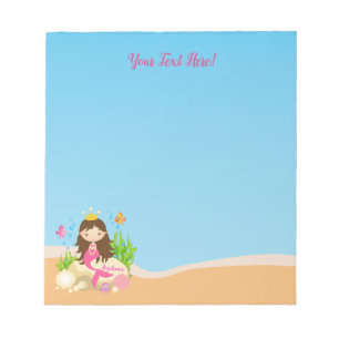 Bloc-note Sous la Mousse de mer Brunette Mermaid Nom personn