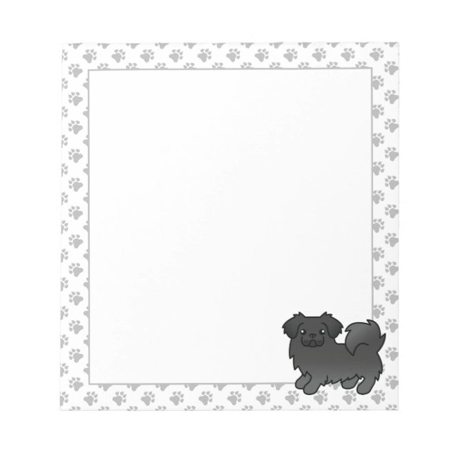 Bloc-note Spaniel Tibétain Noir Chien de Dessin Animé Mignon (Devant)