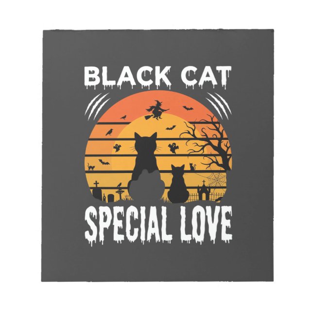 Bloc-note Spécial Chat Noir Halloween Amour Design Gothique (Devant)