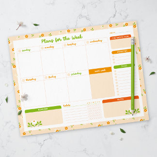 Bloc-note Spring Floral Bouquets Weekly Sunday Start Planner