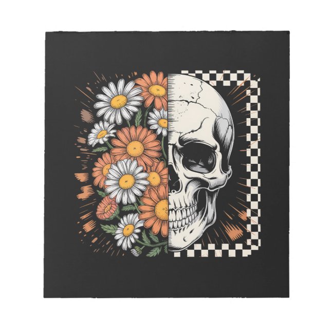 Bloc-note Squelette Bohème Floral d'Automne Halloween (Devant)