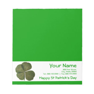 Bloc-note St Patrick 4 Leaf Clover Obtenez Lucky Corporate N