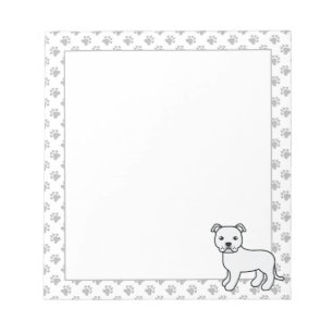 Bloc-note Staffie anglais blanc Chien de dessin animé mignon