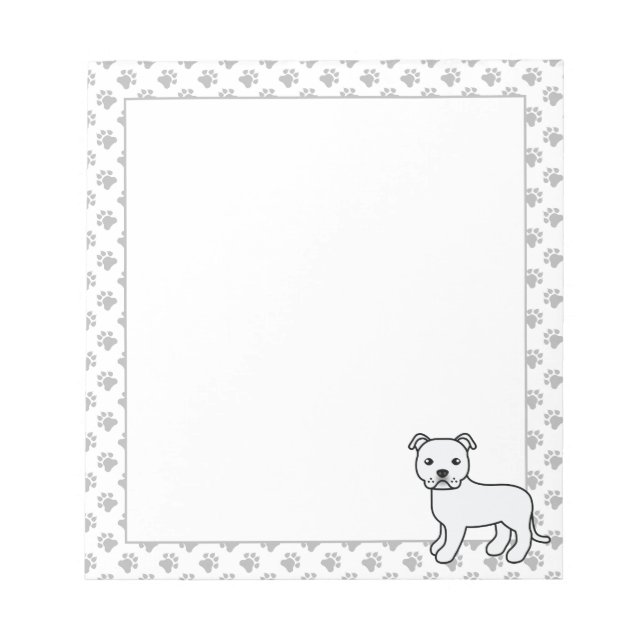 Bloc-note Staffie anglais blanc Chien de dessin animé mignon (Devant)