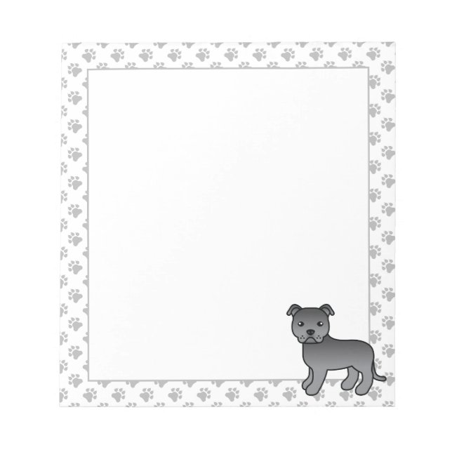 Bloc-note Staffie anglais bleu Chien de dessin animé mignon (Devant)