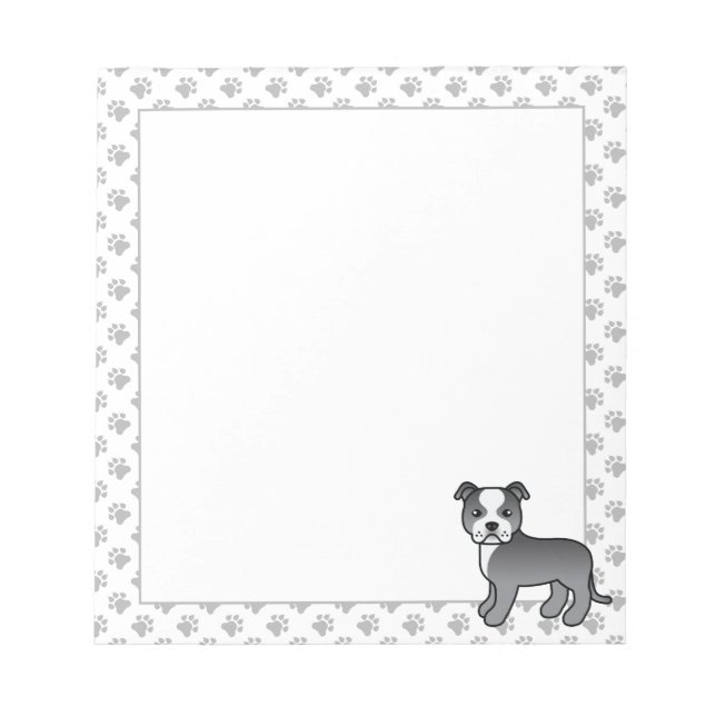 Bloc-note Staffie anglais bleu et blanc Chien de dessin anim (Devant)