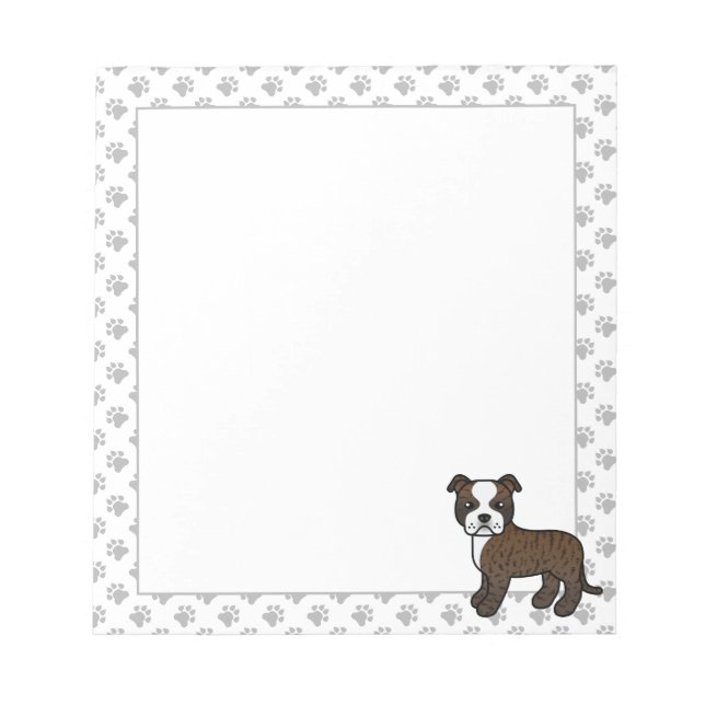 Bloc-note Staffie anglais bringé et blanc Chien de dessin an (Devant)