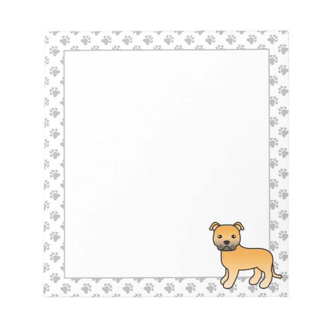 Bloc-note Staffie anglais faon Chien de dessin animé mignon (Devant)