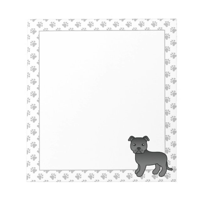 Bloc-note Staffie anglais noir Chien de dessin animé mignon (Devant)