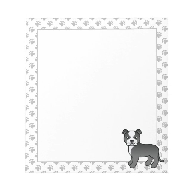 Bloc-note Staffie anglais noir et blanc Chien de dessin anim (Devant)