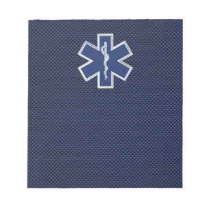 Bloc-note Star of Life Paramedic on Navy Blue Carbon Fiber