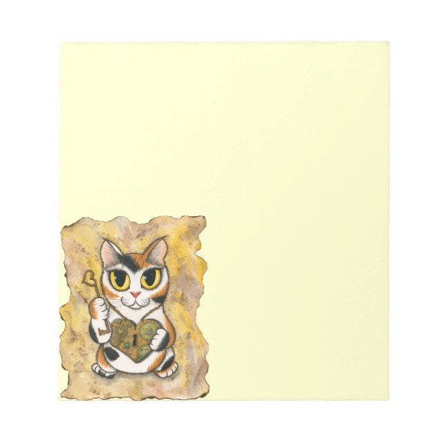 Bloc-note Steampunk Valentine Chat Carté de serrure Clé Bloc (Devant)