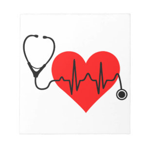 Bloc-note Stéthoscope Battement de coeur Coeur