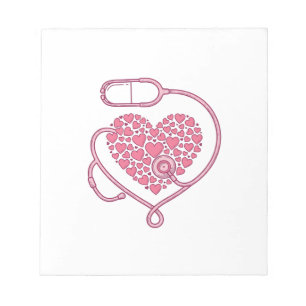 Bloc-note Stéthoscope Cardiaque Amour Médical Vecteur Concep