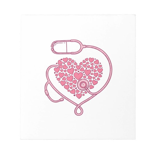 Bloc-note Stéthoscope Cardiaque Amour Médical Vecteur Concep (Devant)
