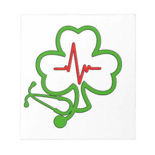 Bloc-note STÉTHOSCOPE shamrock AVEC HEARTBEAT