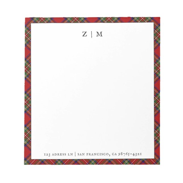 Bloc-note Stewart Royal Clan Tartan Plaid Motif (Devant)