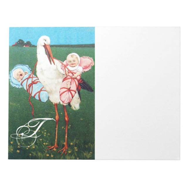Bloc-note STORE BABY SHOWER JUMEAU, Rose, Bleu Turquoise (Devant)