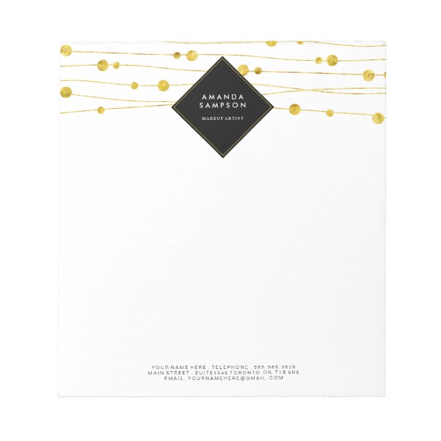 Bloc-note Strands Confetti en or personnalisables (Devant)