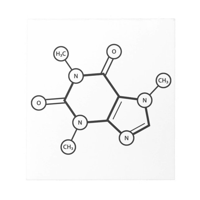 Bloc-note structure moléculaire de la caféine (Devant)