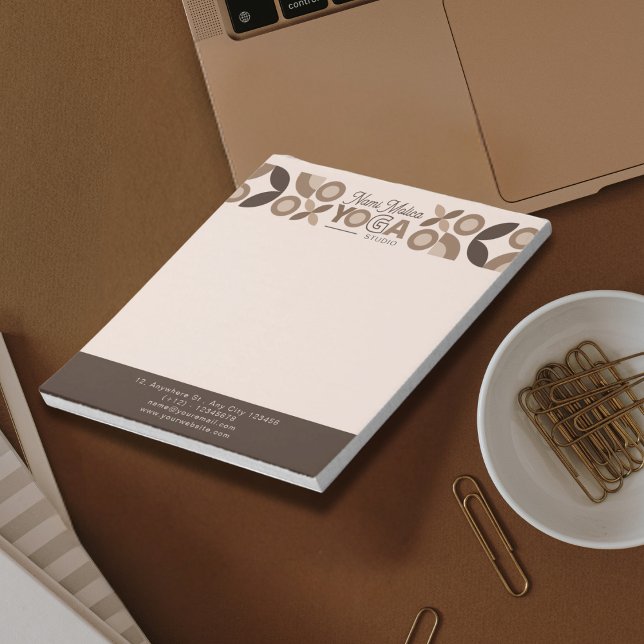 Bloc-note Studio de Motif géométrique Brown Beige moderne Yo (Créateur téléchargé)