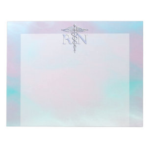 Bloc-note Style Argent RN Caduceus Médicale Mère Pearl