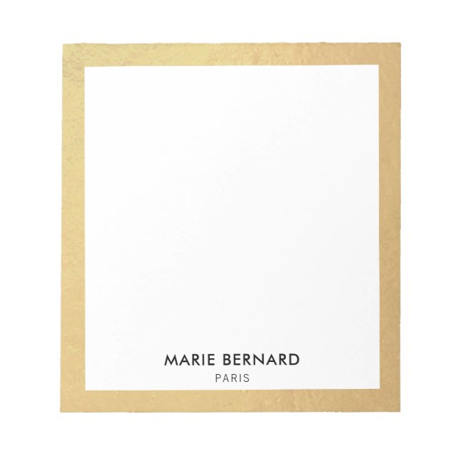 Bloc-note Style Chic moderne Gold Bordure personnalisée (Devant)