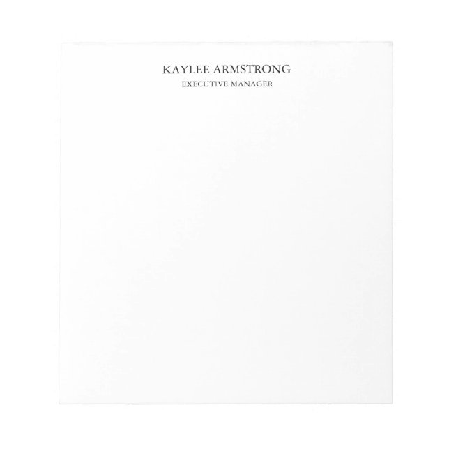 Bloc-note Style classique simple blanc professionnel (Devant)