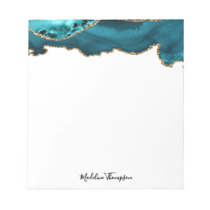 Bloc-note Style Turquoise Velvet Agate Géode Typographie Scr