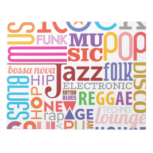 Bloc-note Styles de texte de musique (Devant)