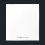 Bloc-note Stylish black muet script name text monogram<br><div class="desc">Élégant Chic mignon minimaliste élégant simple moderne noir et blanc Script personnalisé monogramme initiales nom Bloc-notes personnalisé</div>