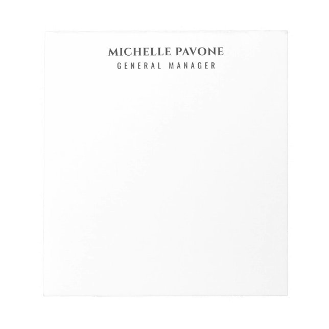 Bloc-note Stylish Black & White Simple Plain Professional (Devant)