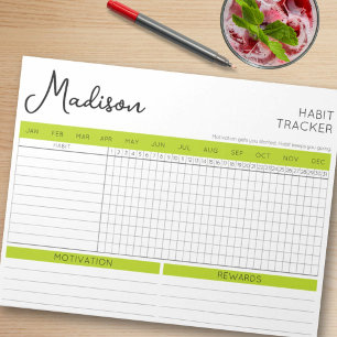 Bloc-note Stylish Simple Daily Habit Tracker Accents verts