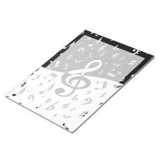 Bloc-note Stylish Treble Clef Wave Black and White