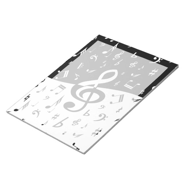 Bloc-note Stylish Treble Clef Wave Black and White (Incliné)