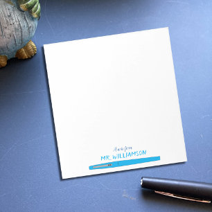 Bloc-note Stylo à feutre bleu Personnalisé Professeur Note P
