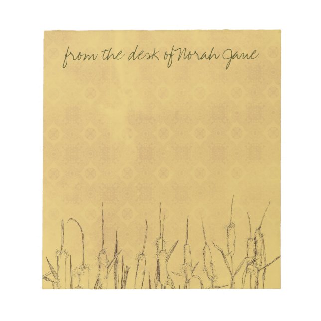 Bloc-note Stylo de cattails et dessin d'encre personnalisé (Devant)