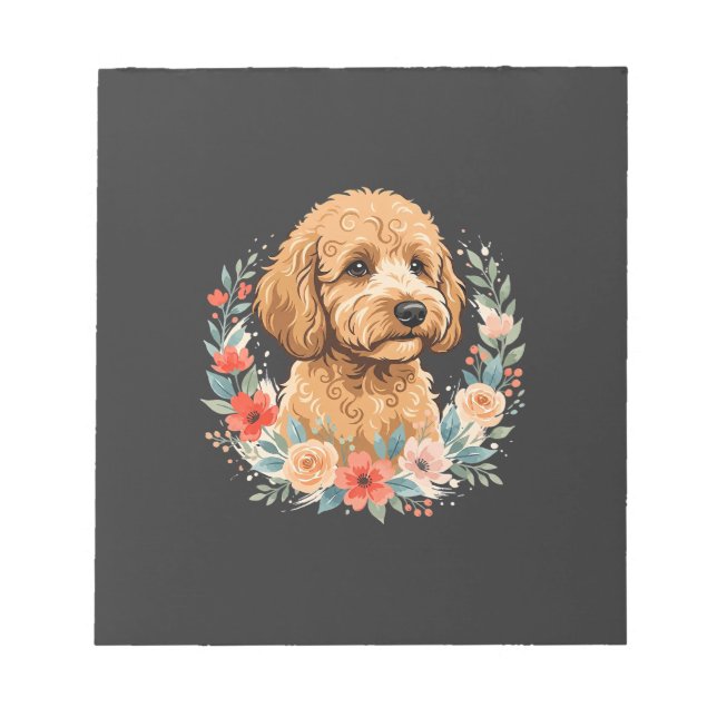 Bloc-note Sublimation ronde de chien floral (Devant)