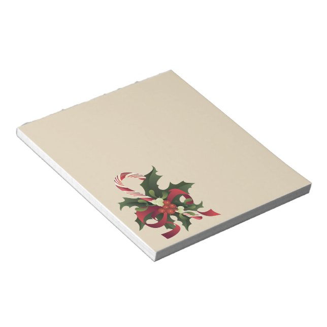 Bloc-note Sucre de canne de Noël dans un mistletoe et berr s (Incliné)