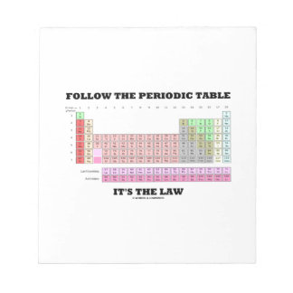 Bloc-note Suivez le tableau périodique C'est la loi (chimie)