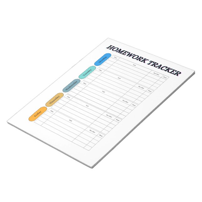 Bloc-note Suivi de devoirs personnalisable (Incliné)