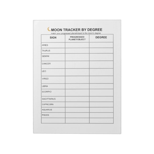 Bloc-note Suivi de la Lune Notepad (Tourné)