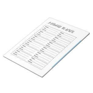 Bloc-note Suivi de mot de passe minimaliste