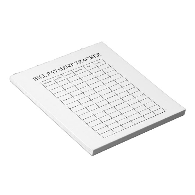 BLOC-NOTE SUIVI DE PAIEMENT DE FACTURES (Incliné)