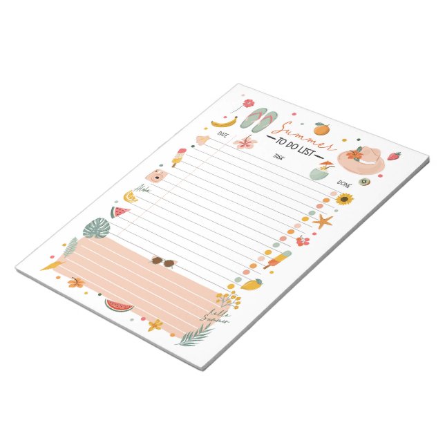 Bloc-note Summer To-Do List Note Pad Bucket List (Incliné)
