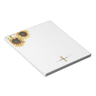 Bloc-note Sunflower Eucalyptus Floral Monogramme Nom de la f