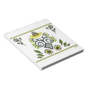 Bloc-note Sunflower Folk Motif par Alexandra Cook